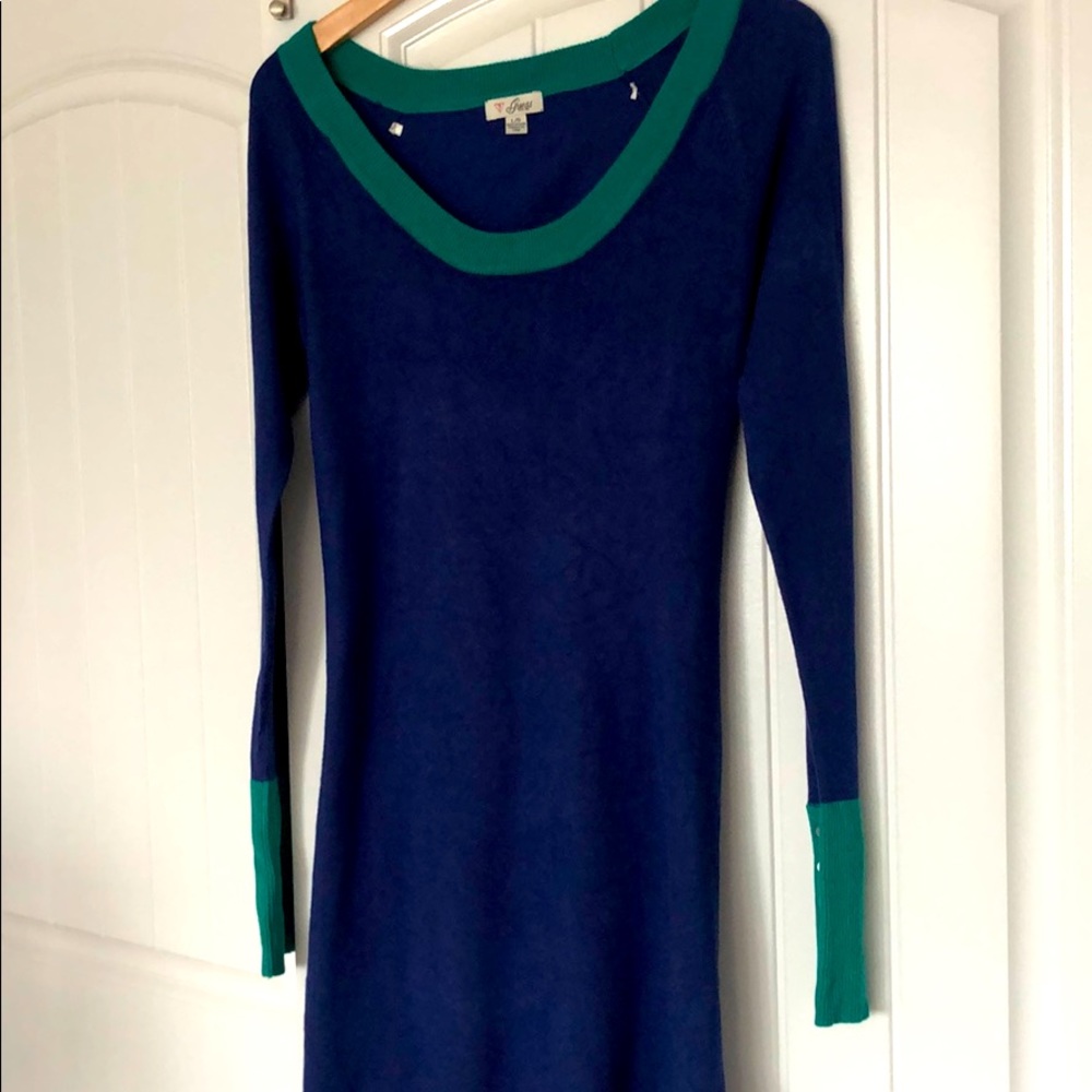 Guess Long Sleeved Ocean Blue Sweater Dress